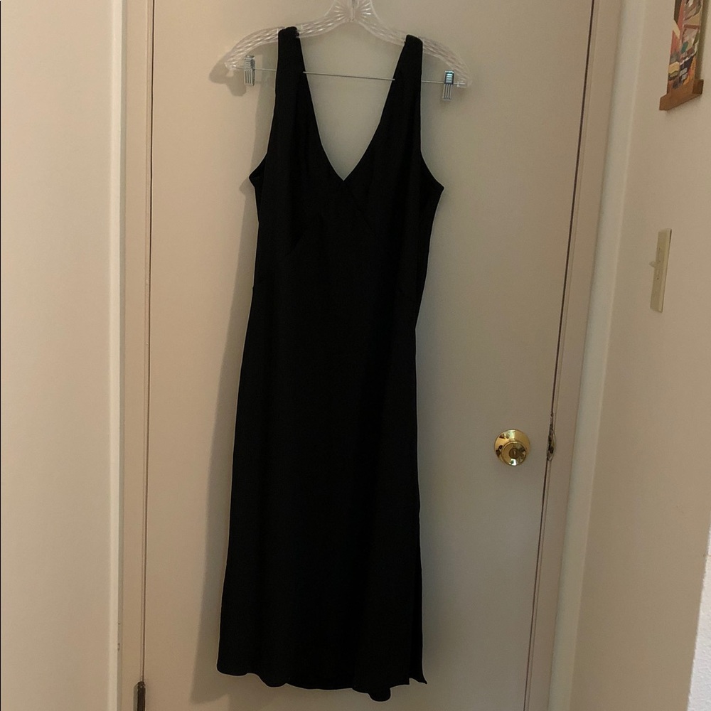 Classic Black V-Neck Slip Dress